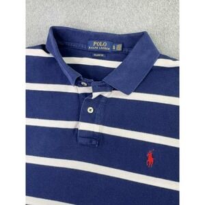 Polo‎ Ralph Lauren Polo Shirt Men's Size XL Blue Striped Red Pony Preppy Classic